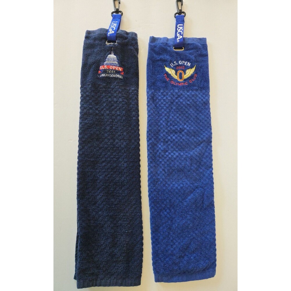 Lot Of 2 USGA 2011/2012 US Open Golf Towel Clip Member Congressional/Olympic Blu